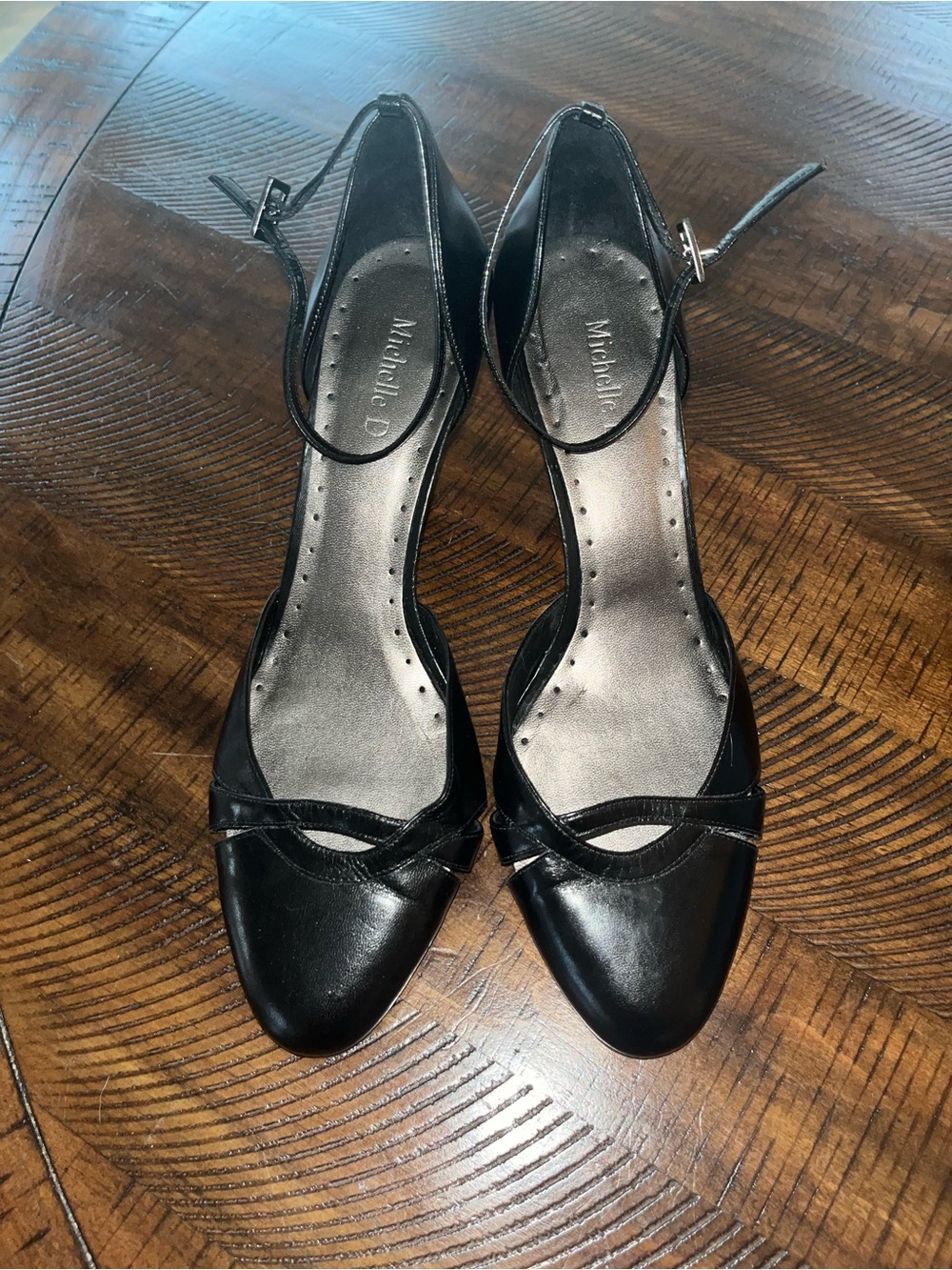 Michelle D Black Ankle-Strap Heeled Pumps